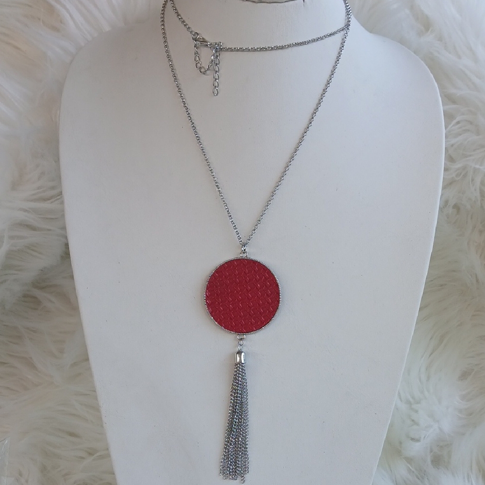 Paparazzi Red and Silver Tassel Necklace